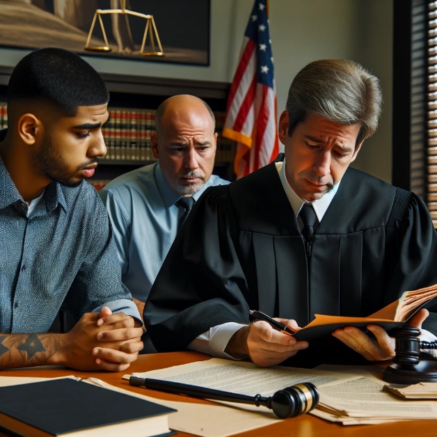 A group of men sitting at a table with a judge's gavel and a judge's gown

Description automatically generated