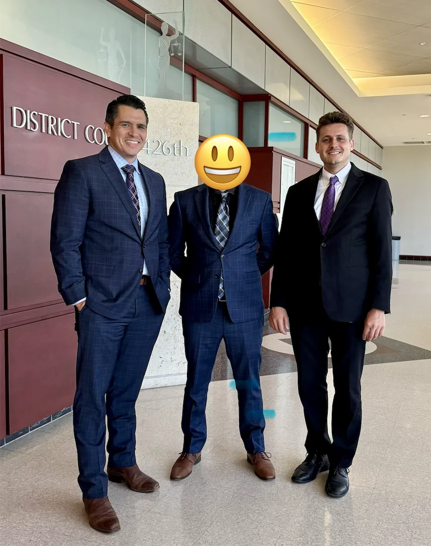 Partner Jeremy Sylestine, client, and Associate Brian Gullickson