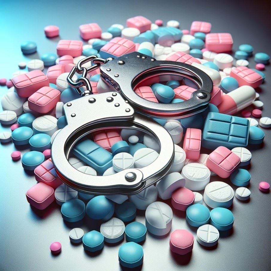 hand cuffs and drugs